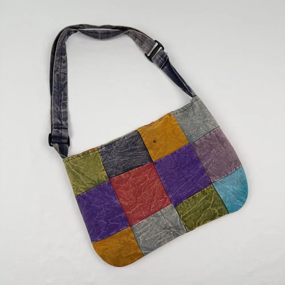 Vintage Patchwork Cotton Crossbody Bag Boho Hippie Festival Peace Swirls